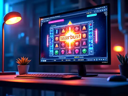 Starburst pokie artwork at RocketPlay Casino